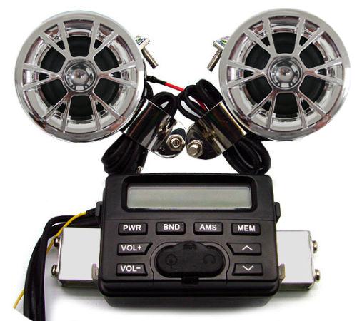 Motorcycle audio system handlebar fm radio stereo amplifier 2 speaker for harley