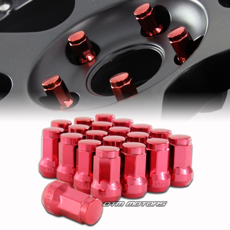 M12 x 1.25mm thread pitch 1.3" long wheel rims acorn lug nuts - 20pc red