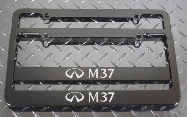 2 brand new infiniti m37 gunmetal license plate frame + screw caps