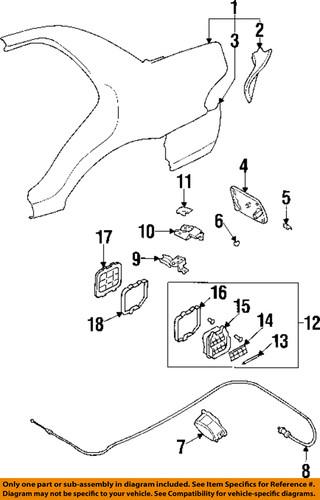 Subaru oem 57330fa030 quarter panel-release cable