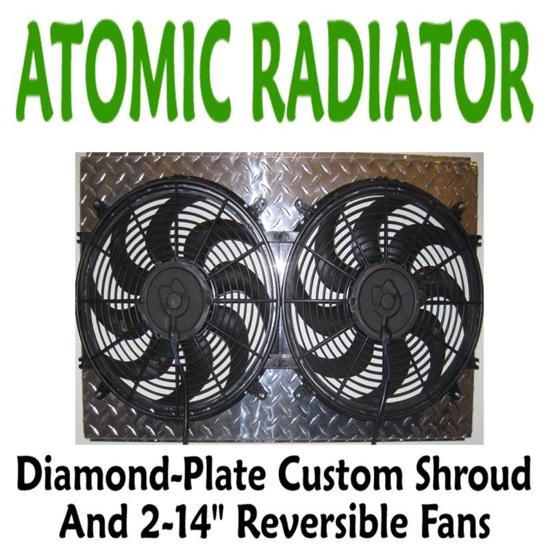 1965-1982 cadillac cars diamond-plate shroud & fans combo for champion 161