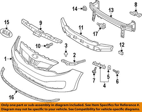 Kia oem 863201w000 front bumper & grille-emblem