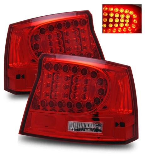 06-08 dodge charger euro red clear smd led tail lights housings brake park lamps