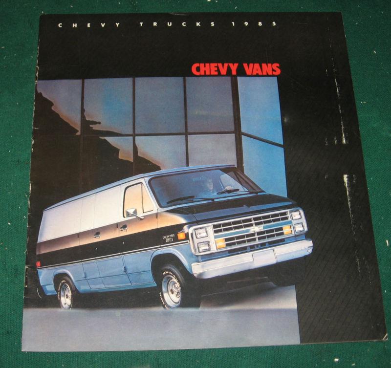 1985 chevy vans dealer sales brochure; cargo van; g10; g20; g30; 16 pgs