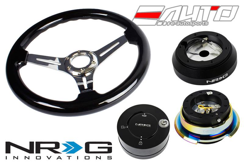 Nrg 330mm 2.5" d bk wood ch steering wheel 160h hub 2.8 bkmc neo release lock lb