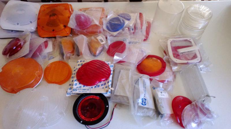 Lot of 53 replacement lens amber/clear/red/blue stop tail turn light  nos