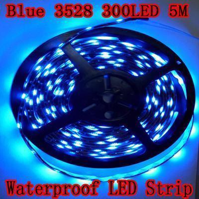 Blue waterproof 5m 16ft 3528smd boat interior led light strip 300 leds 60led/m w