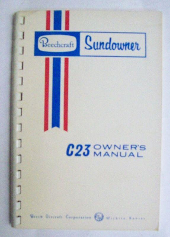 Original beech c23 sundowner owner's manual