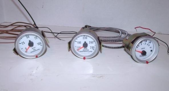 Automotive engine gauges oil pressure water temperature volts 2 inch white face