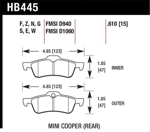 Hawk performance hb445f.610 disc brake pad 02-09 cooper