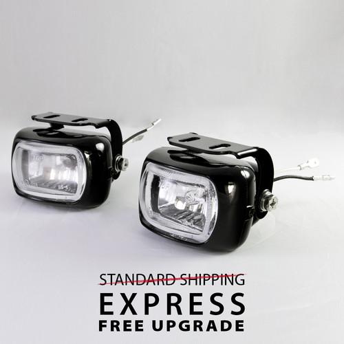 Fog light lamp die-cast aluminum housing black halogen bulb-h3 12v 55w