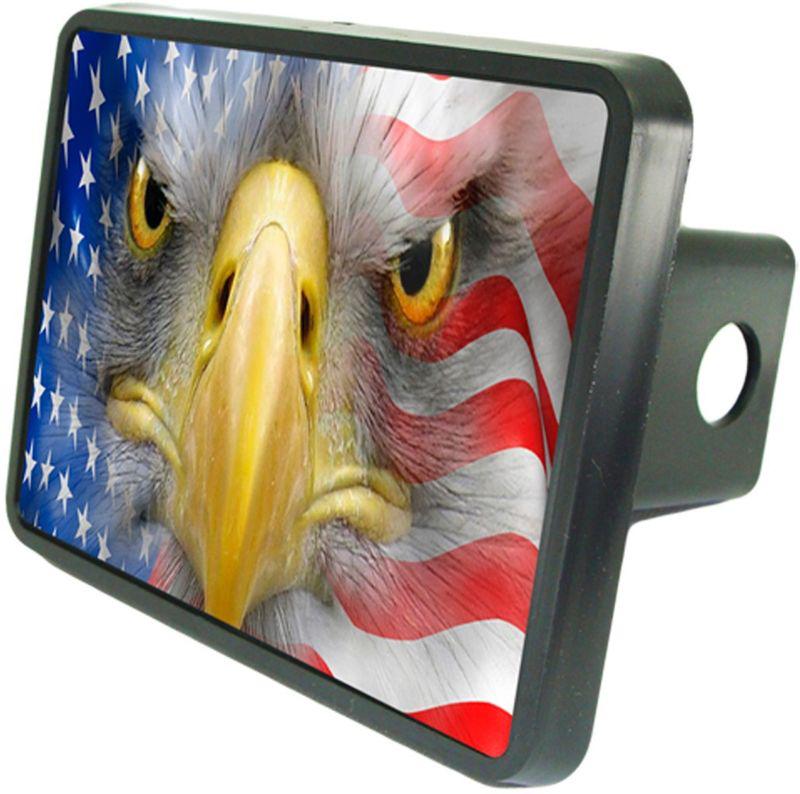 Custom hitch plug "american eagle in flag"