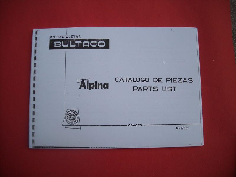 Bultaco alpina 125-175-250-350, spare-parts list, copy of the original,