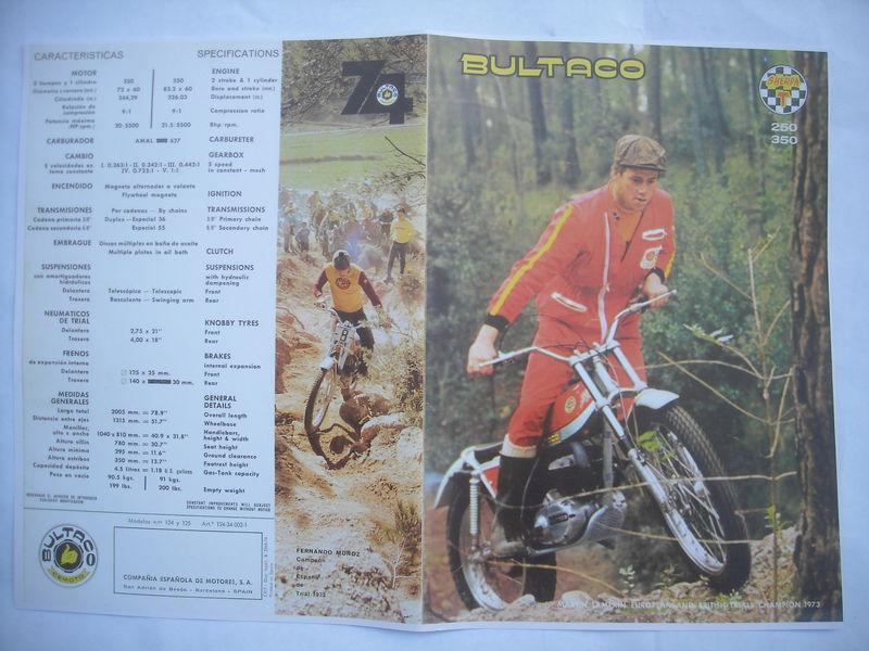 Bultaco sherpa t" 250-350, photocopy factory sales brochure, models 124-125m
