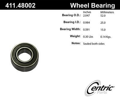 Centric 411.48002e axle shaft bearing-standard wheel axle repair bearing