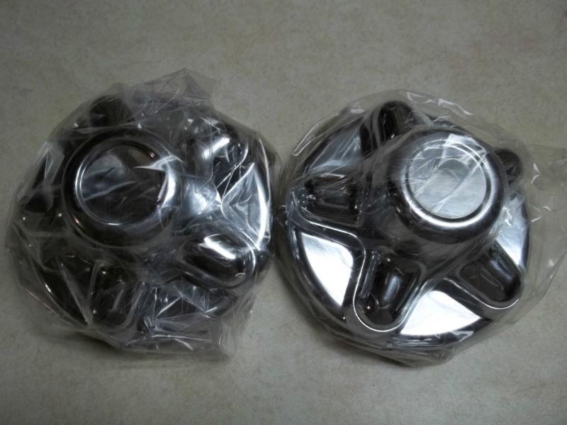 (2) chrome trailer wheel hub cap covers 5 lug 5 x 4.5" pattern, cargo,camper