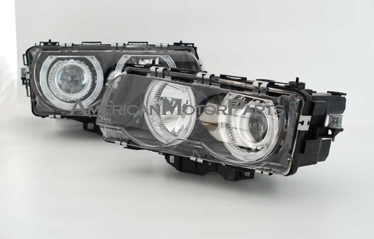 Depo pair euro style black projector headlight 99-01 00 bmw e38 7-series 740 750