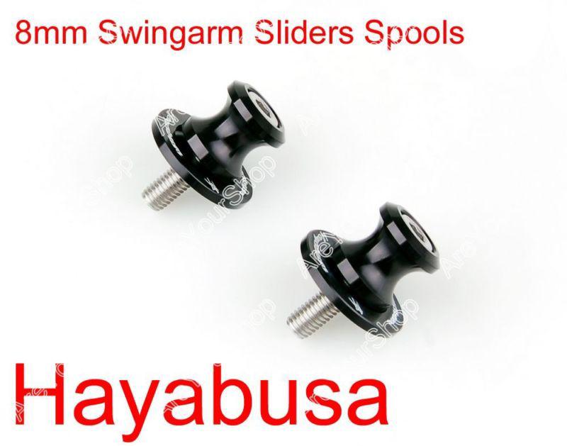 8mm swingarm sliders spools suzuki hayabusa gsxr1300 1997-2011 black