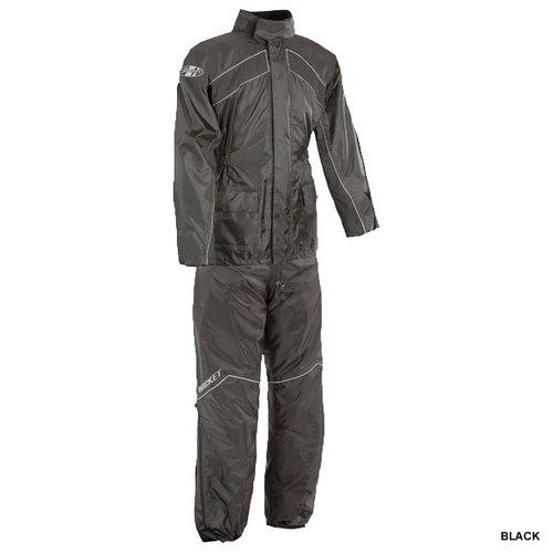 New joe rocket rs-2 rain suit 2-pc adult waterproof suit 2-piece,black,small/sm