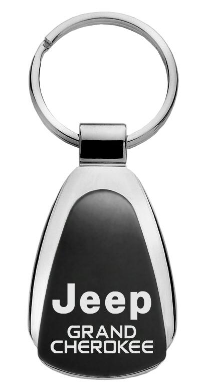 Jeep grand cherokee black tear drop keychain ring tag key fob logo lanyard