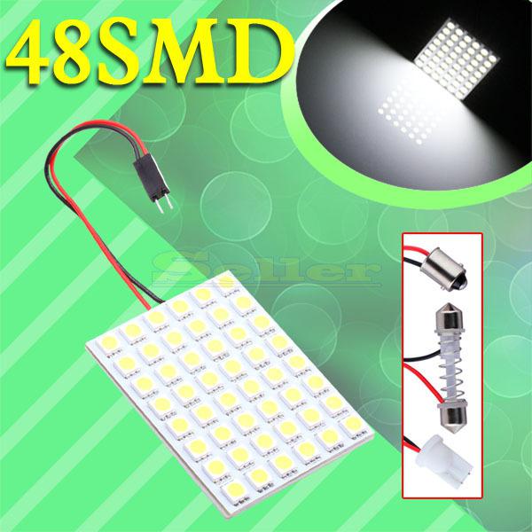 48 smd 5050 pure white light panel bright t10 ba9s festoon dome led bulb lamp