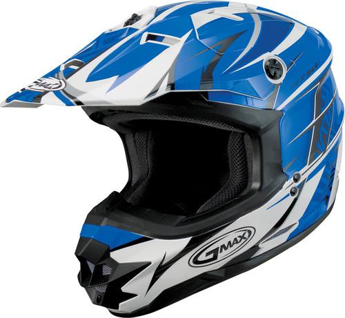 G-max gm76x player graphic motorcycle helmet blue/white/lite blue player x-large