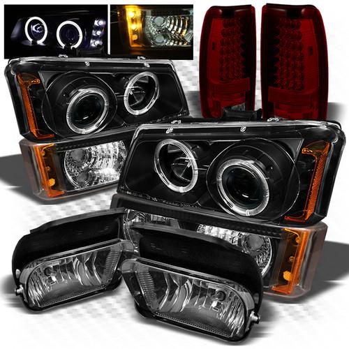 03-06 silverado black pro headlights + r/s led perform tail lights + fog lights