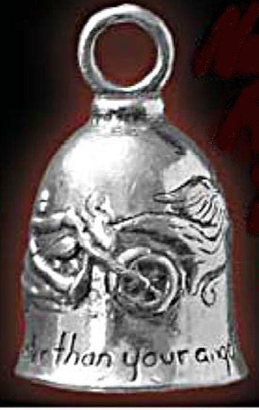 Pewter motorcycle guardian bell never ride faster than your angel can fly - new