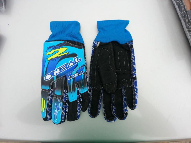 O'neal motorcycle atv dirt bike gloves vintage nos #0383 blue size 9 new