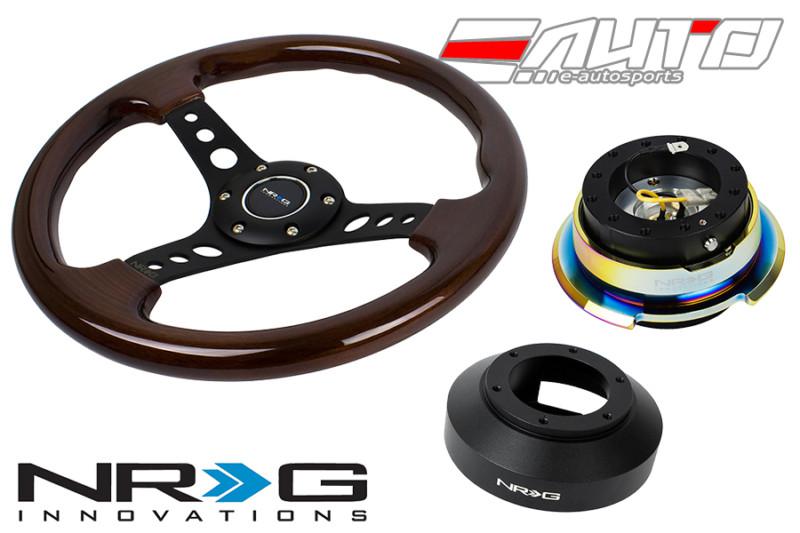 Nrg 330mm brown wood bk o spoke steering wheel + 141h hub 2.8 bkmc quick release