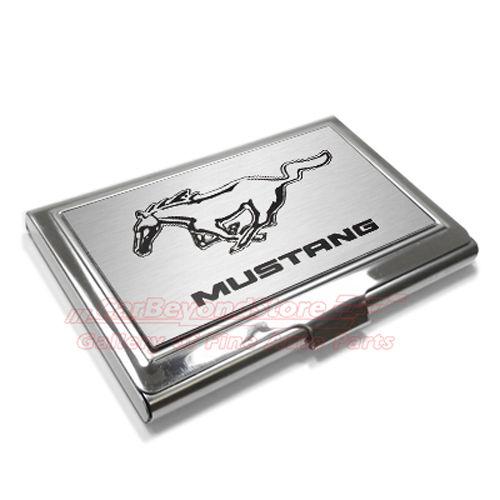 Ford mustang brushed stainless steel business card holder + free gift, licensed