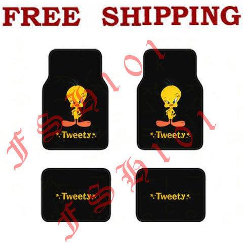 New 4pc set cartoon looney tunes tweety bird car truck carpet floor mats