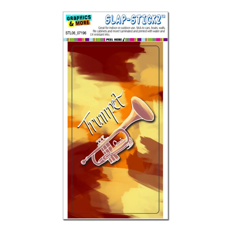 Trumpet - musical instrument music brass red yellow slap-stickz™ bumper sticker