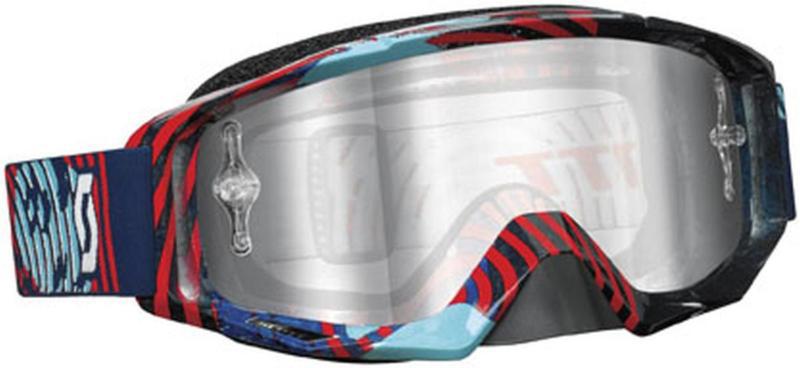 Scott tyrant w/ silver chrome works lens adult goggles,vinyl blue/red,one size