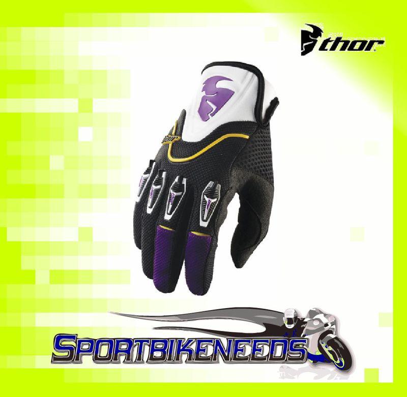 Thor 2012 flow gloves purple black motocross small s sm