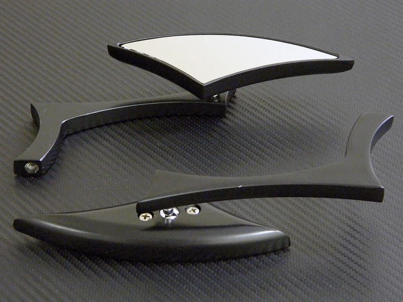 Universal black spear blade rearview mirrors for cruiser chopper motorcycle