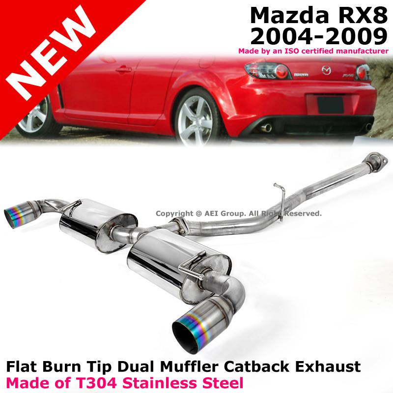 Mazda rx8 04-09 stainless steel catback dual muffler burn n1 tip exhaust system