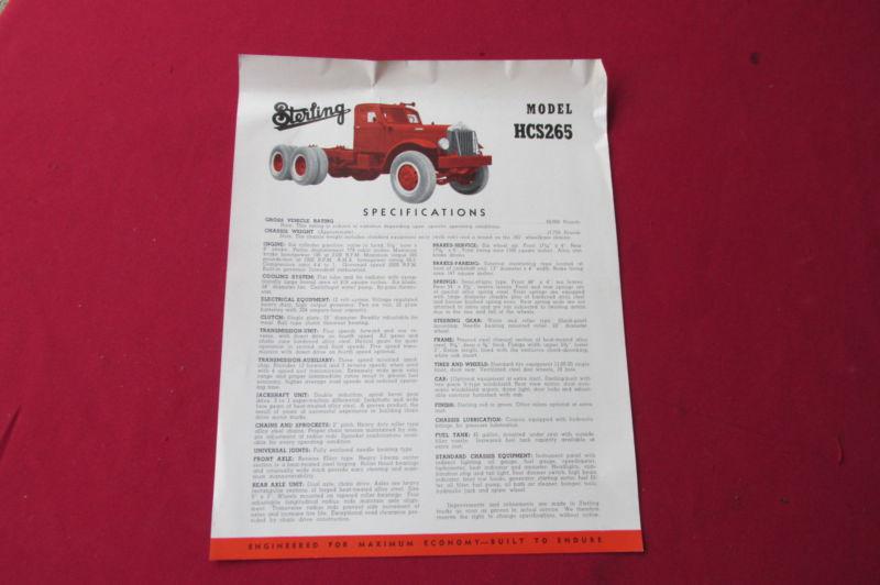 Vintage sterling specs 1940's truck model hcs265 1950's 1947 motors milwaukee