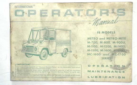 1966 international metro and metro mite truck  owners manual original 