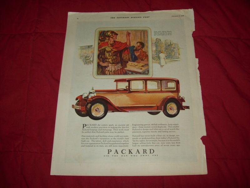 1928 packard car ad - red, yellow