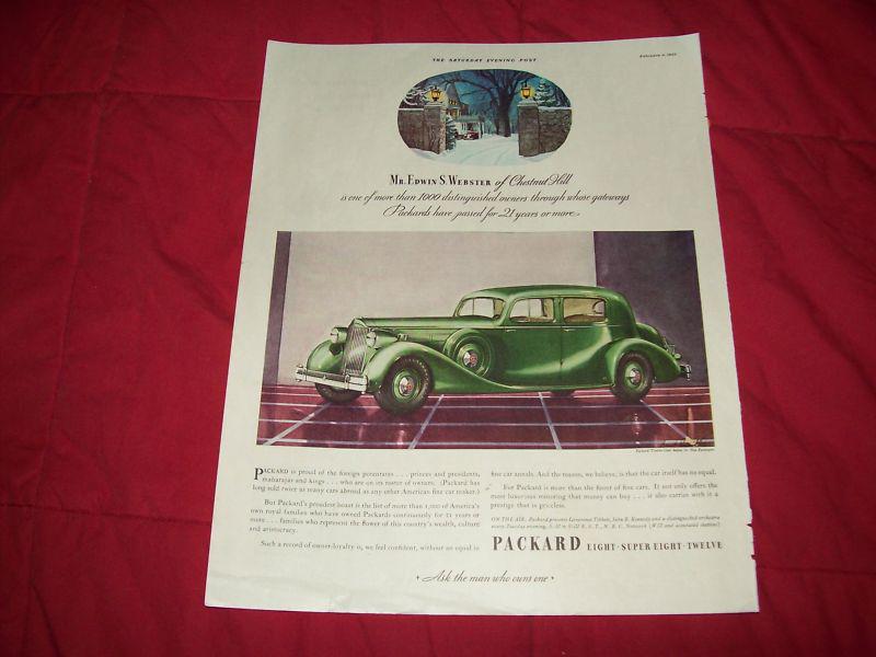 1935 packard car ad- twelve club sedan- green