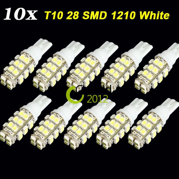  10x t10 1210 28 smd led wedge light bulb lamp 12v for car rv light  white