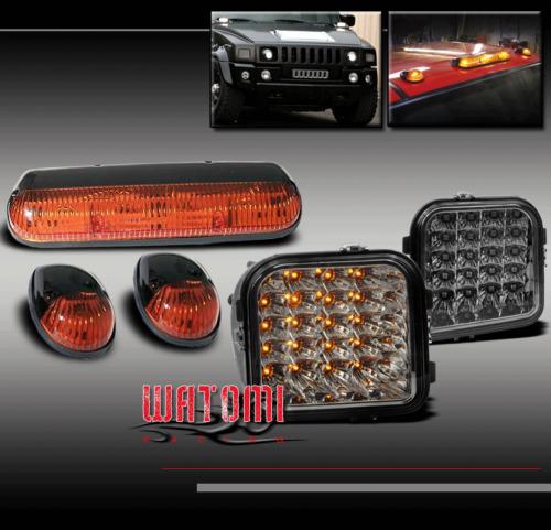 06-10 hummer h3 suv/09+ h3t led smoke corner signal+amber cab roof running light