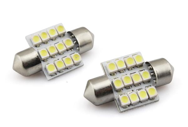 White led 2x 12smd 1210 31mm car festoon dome light bulbs dc 12v