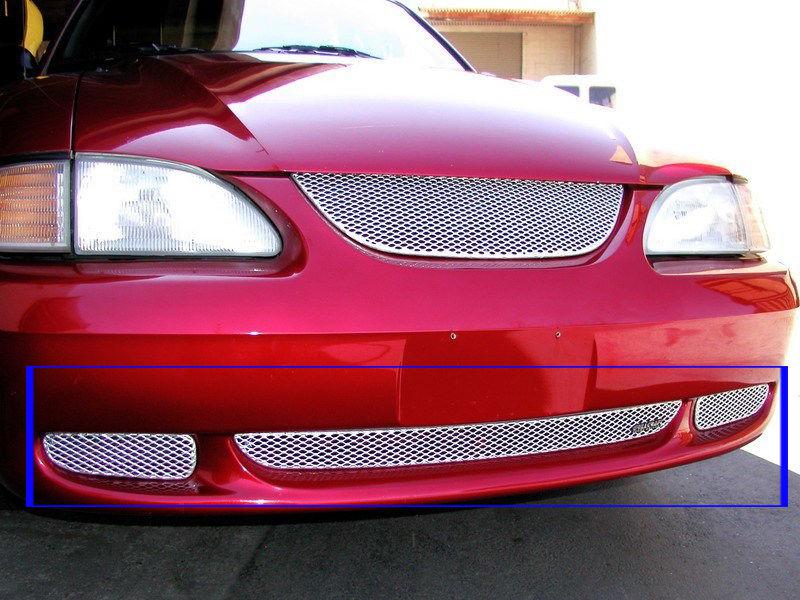 1994-1998 ford mustang grillcraft silver lower grille mx-series 3pc grill set 