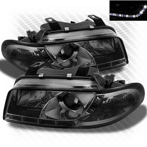 Smoked 96-99 audi a4 s4 drl r8 led projector headlights head light pair lamp set