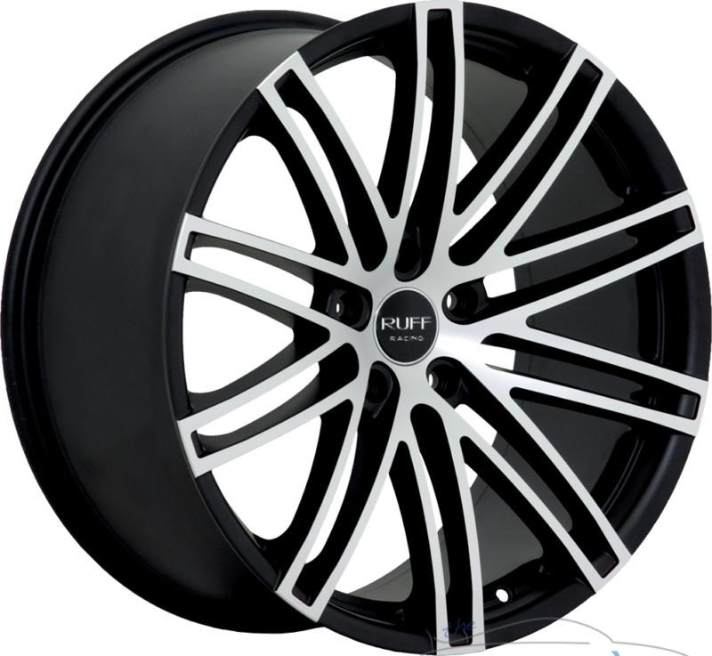 22x10 ruff r955 5x120  +35mm matte black machined rims wheels inch 22"