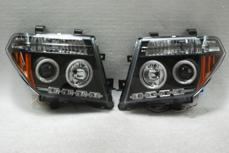 05-08 nissan frontier pathfinder dual ccfl halo projector led black headlights