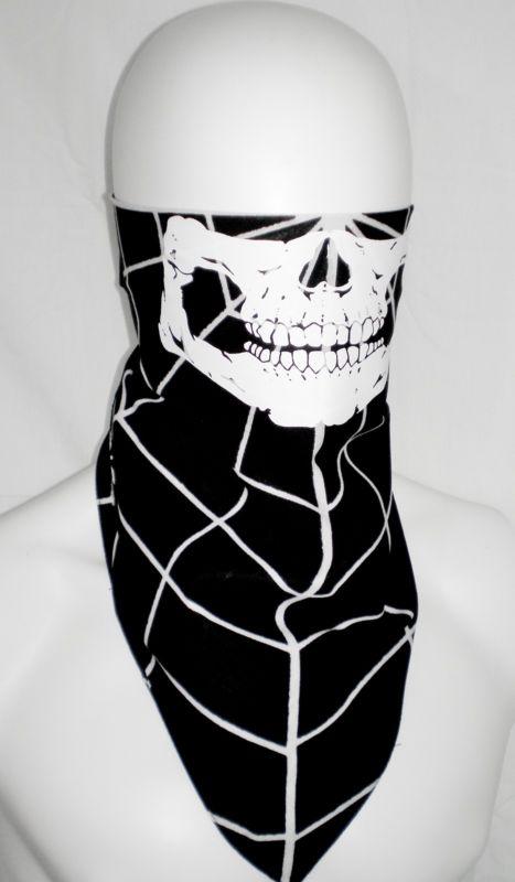 Skull spider web biker bandana face mask skeleton headwrap wind dust bugs shield