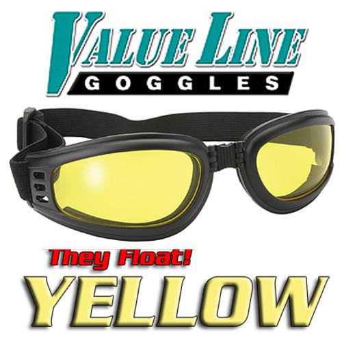 Yellow lenses foam padded motorcycle biker atv boating safety folding goggles